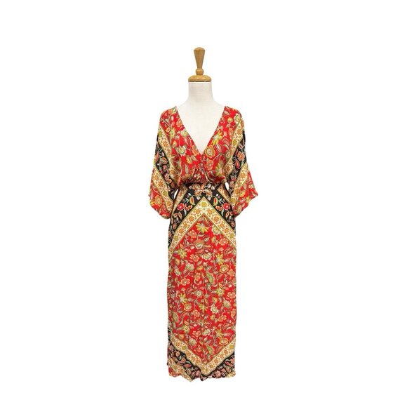 NEW Spell Lolita Cutout Maxi Dress Size Xs Campfire Print